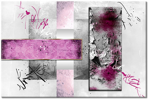 canvas-leinwandbild, abstrakt-fantasie, grau, kunst, pink, violett, zeitgenoessische-kunst