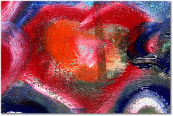 canvas-leinwandbild, abstrakt-fantasie, beige, bilder-abstrakt, blau, bunt, malereien, pink, rot, violett