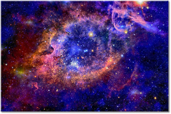 canvas-leinwandbild, astronomie, blau, galaxien, nebel, orange, sonstiges, sterne, universen, violett