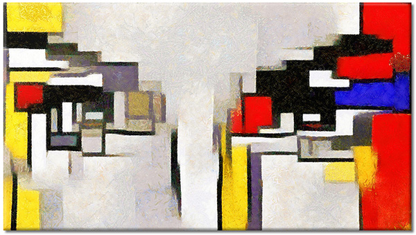 canvas-leinwandbild, bilder-abstrakt, blau, bunt, gelb, grau, malereien, rot, schwarz