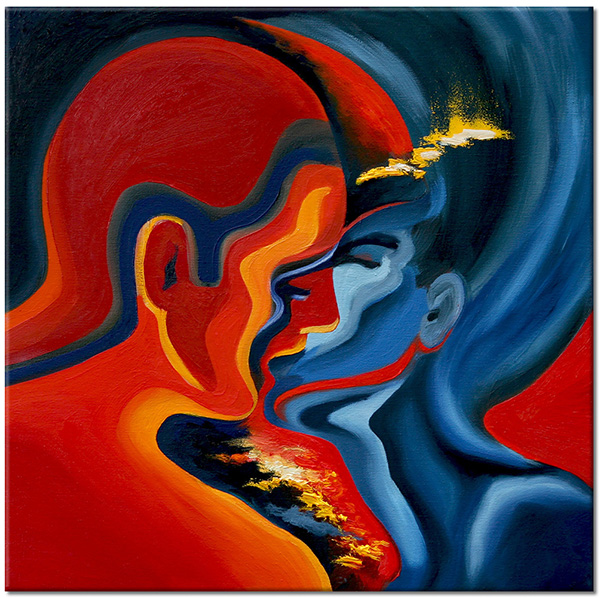 canvas-leinwandbild, bilder-abstrakt, blau, malereien, orange, rot
