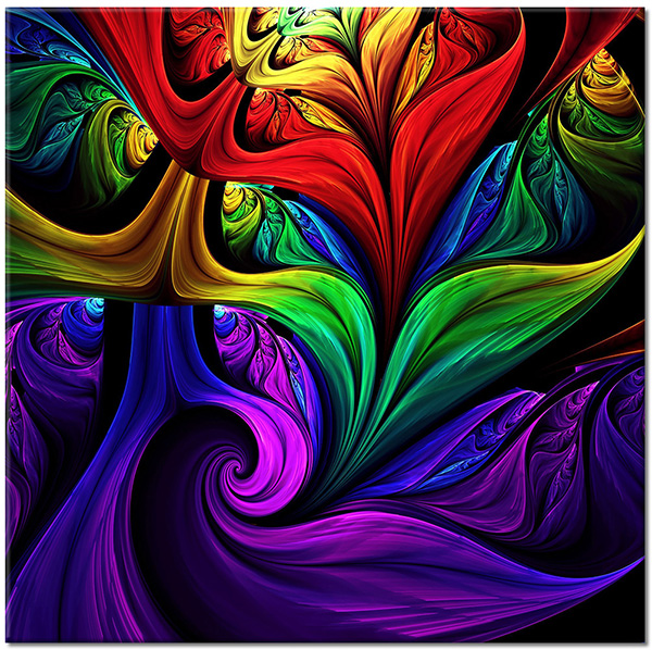 canvas-leinwandbild, abstrakt-fantasie, bilder-abstrakt, bunt, grun, malereien, orange, rot, violett