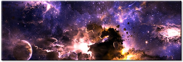 canvas-leinwandbild, astronomie, beige, blau, braun, nebel, orange, planeten, schwarz, sonstiges, sterne, universen, violett, weiss