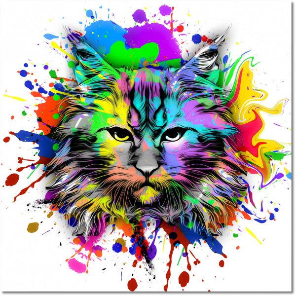 canvas-leinwandbild, abstrakt-fantasie, blau, bunt, gelb, grun, hunde-katzen, orange, rot, schwarz, sonstiges, tiere, verschiedene, violett, weiss