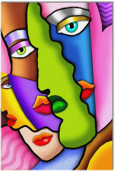 canvas-leinwandbild, abstrakt-fantasie, augen, bilder-abstrakt, blau, bunt, gelb, grun, kunst, malereien, orange, pink, portraets, rot, schwarz, violett, weiss, zeichnung, zeitgenoessische-kunst