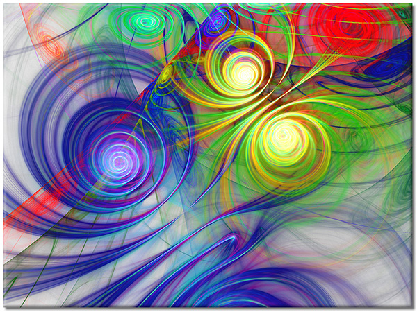 canvas-leinwandbild, abstrakt-fantasie, blau, bunt, gelb, grun, rot