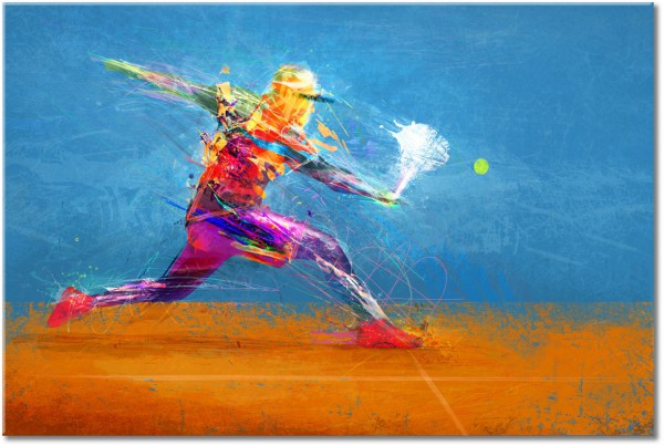 canvas-leinwandbild, abstrakt-fantasie, blau, bunt, gelb, grun, orange, rot, sonstiges, sport, tennis, verschiedene, violett, weiss