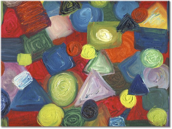 canvas-leinwandbild, abstrakt-fantasie, bilder-abstrakt, blau, braun, bunt, cyan, gelb, grun, kunst, malereien, orange, rot