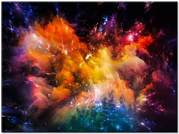 canvas-leinwandbild, abstrakt-fantasie, astronomie, beige, blau, bunt, gelb, grau, grun, nebel, orange, rot, schwarz, sonstiges, universen, violett