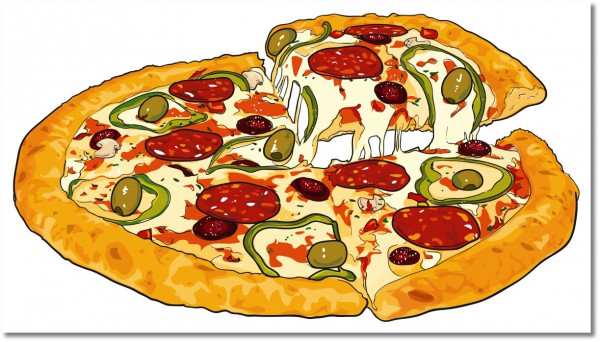 canvas-leinwandbild, beige, braun, essen-getranke, grun, kuche, lebensmittel, orange, pizza, restaurants, rot, sonstiges, vintage, weiss, zeichnung