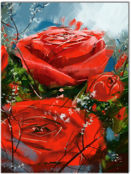 canvas print, art, black, blue, flowers, gray, green, paintings, red, roses, still-life-other-paintings
