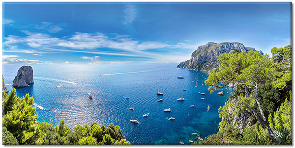 canvas print, blue, cliffs, clouds, green, islands, italy, landscapes, sea, sea-waterfalls-lakes, sky