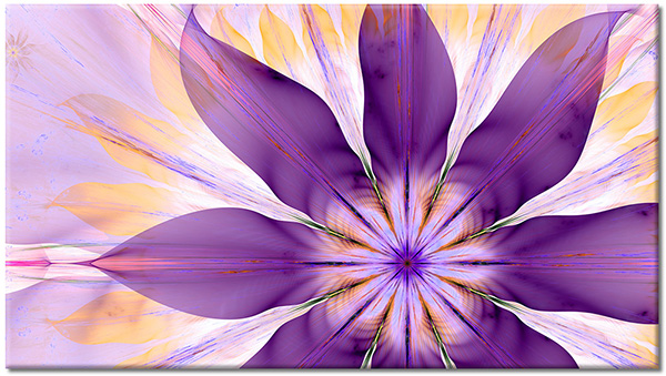 canvas print, abstract-fantasy, art, contemporary-art, flowers, fractal-art, miscellaneous, others, petals, purple, yellow