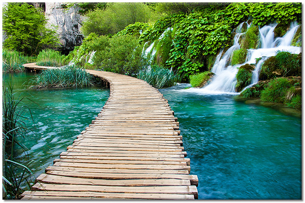 canvas print, beige, blue, bridges, cyan, green, lakes, landscapes, sea-waterfalls-lakes, waterfalls