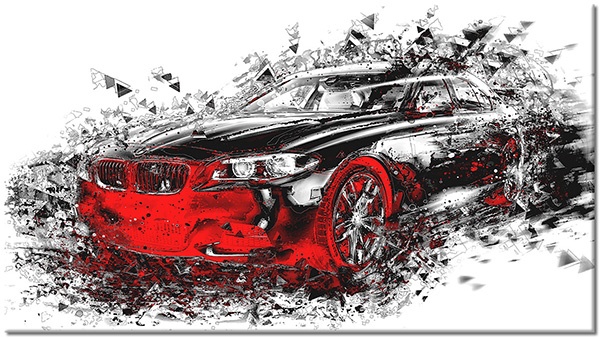 canvas print, art, bars, black, cars, cars-trains-boats-planes, contemporary-art, drawing, gray, miscellaneous, red, sports, white
