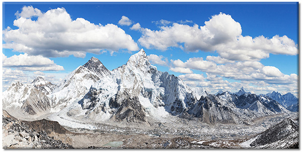 tableau sur toile, blanc, bleu, ciel, himalaya, montagnes, nepal, nuages, paysages, rochers