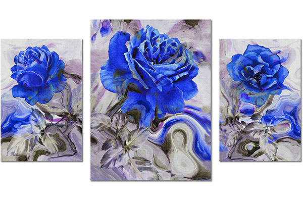 Set von 3 Leinwandbilder: Rosen auf einem Hintergrund aus gemischten Farben