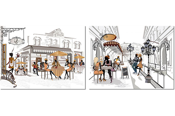 Set von 2 Leinwandbilder: Terrassen einiger Cafés