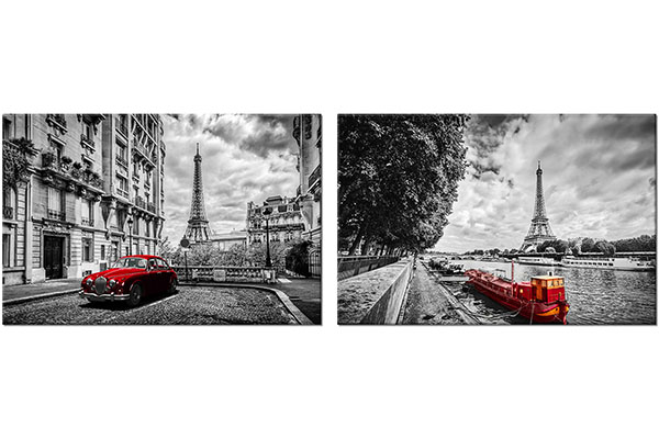 Set von 2 Leinwandbilder: Vintage Landschaften von Paris